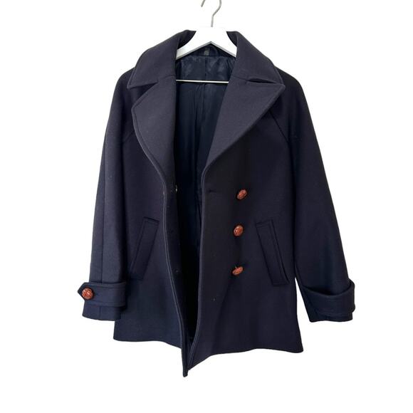 & Other Stories Paris Atelier Wool Peacoat Women’s Size 6 Navy - Picture 11 of 14